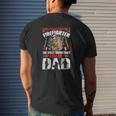 Red Line Cool Firefighter Graphics Dad Mens Back Print T-shirt Gifts for Him