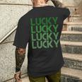 Retro Green Lucky For St Particks Day Men's T-shirt Back Print Gifts for Him