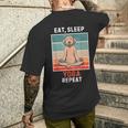 Retro Labrador Dog Eat Sleep Yoga Repeat Vintage Yoga Men's T-shirt Back Print Funny Gifts