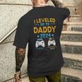 Retro I Leveled Up To Daddy 2024 First Time Dad Men's T-shirt Back Print Gifts for Him