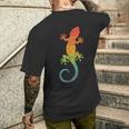 Retro Striped Gecko Cute Gecko Silhouette Vintage Children's T-Shirt mit Rückendruck Geschenke für Ihn