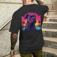 Retro Sunset Presa Canario Dog Black T-Shirt mit Rückendruck Geschenke für Ihn