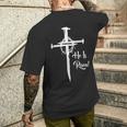 He Is Risen Cross Jesus Religious Easter Day Christians Men's T-shirt Back Print Gifts for Him