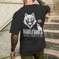 Rudelführer Wolf Head Father's Day Rudel Dadintage Dad Wolf T-Shirt mit Rückendruck Geschenke für Ihn