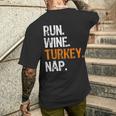 Run Wine Turkey Nap Running Thanksgiving Runner Men's T-shirt Back Print Gifts for Him