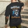 Schnauzer Dog Breed Pet Never Underestimate A Old Man Men's T-shirt Back Print Gifts for Him