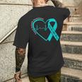 Sexual Assault Awareness Month Heart Teal Ribbon Support Men's T-shirt Back Print Gifts for Him