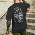 Shark Playing Drums Ocean Drummer Beach Men's T-shirt Back Print Gifts for Him