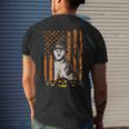 Siberian Husky Dog Pumpkin American Flag Witch Halloween Mens Back Print T-shirt Gifts for Him