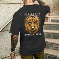 Solar Eclipse 2024 Lion Wearing Eclipse Glasses Men's T-shirt Back Print Gifts for Him