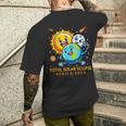 Solar Eclipse April 8 2024 Cute Earth Sun Moon Selfie Space Men's T-shirt Back Print Gifts for Him