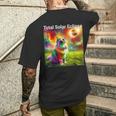 Solar Eclipse Cat Wearing Solar Eclipse Glasses 2024 Men's T-shirt Back Print Gifts for Him