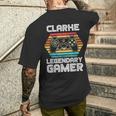 Special Clarke Legendary Video Gamer Custom Name Men's T-shirt Back Print Gifts for Him