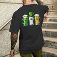 St Patrick Day Irish Ireland Flag Green Beer Lover Women Men's T-shirt Back Print Gifts for Him