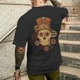 Steampunk Skull Gears Goggles Hat Science Fiction Lover Men's T-shirt Back Print Funny Gifts