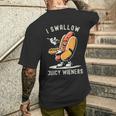 I Swallow Juicy Wieners Provocative Joke Adult Humor Naughty Men's T-shirt Back Print Gifts for Him
