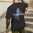 Technocorn I Electronic Raver Music Dj Festival Unicorn T-Shirt mit Rückendruck Geschenke für Ihn