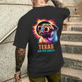 Texas Total Solar Eclipse 2024 Pug Dog With Glasses Men's T-shirt Back Print Gifts for Him