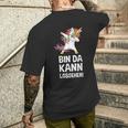 With Text 'Bin Da Kann Losgehen' T-Shirt mit Rückendruck Geschenke für Ihn