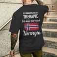 Therapie Nicht Nötig, Nur Norwegen Muss Sein Kurzärmliges Herren-T-Kurzärmliges Herren-T-Shirt, Lustiges Reise-Motto Geschenke für Ihn