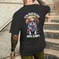 Total Solar Eclipse 2024 Frenchie Bulldog Dad Usa Flag Men's T-shirt Back Print Gifts for Him
