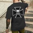 Totenkopf und Kreuz Herren Kurzärmliges Herren-T-Kurzärmliges Herren-T-Shirt, Schwarzes Gothic Design Geschenke für Ihn