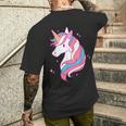 Trans Pride Einhorn Lgbt-Trans-Alliierter Black T-Shirt mit Rückendruck Geschenke für Ihn