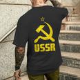 Udssr Used Look Hammer & Sickle Soviet Union Red T-Shirt mit Rückendruck Geschenke für Ihn