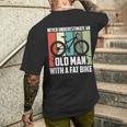 Never Underestimate An Old Man With A Fat Bike Cycling Men's T-shirt Back Print Gifts for Him