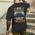 Never Underestimate An Old Man Tractor Farmer Dad Men Men's T-shirt Back Print Gifts for Him