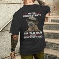 Never Underestimate An Old Man With An Irish Wolfhound Men's T-shirt Back Print Gifts for Him