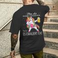 With Unicorn Bin Da Kann Losgehen Und Ja Es Escaliert Eh T-Shirt mit Rückendruck Geschenke für Ihn