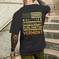 Us Flag American Total Solar Eclipse 2024 Burlington Vermont Men's T-shirt Back Print Gifts for Him