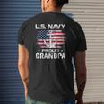 US Navy Proud Grandpa With American Flag Veteran Mens Back Print T-shirt Gifts for Him