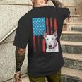 Usa American Flag Patriotic Dog Bull Terrier Men's T-shirt Back Print Gifts for Him