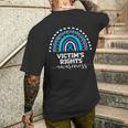 Victims Rights Awareness Victim Of Crime Blue Ribbon Rainbow Men's T-shirt Back Print Gifts for Him