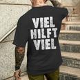 Viel Hilftiel Old-School Bodybuilder Saying T-Shirt mit Rückendruck Geschenke für Ihn