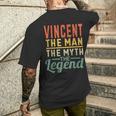 Vincent The Man The Myth The Legend Name Vincent Men's T-shirt Back Print Gifts for Him
