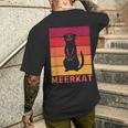 Vintage Meerkat Sunset Zoo Animal Silhouette Meerkat Lovers Men's T-shirt Back Print Funny Gifts