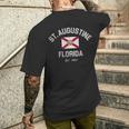 Vintage St Augustine Florida Fl Retro Flag Men's T-shirt Back Print Gifts for Him