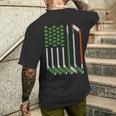 Vintage St Patrick Day Ice Hockey American Flag Saint Pattys Men's T-shirt Back Print Gifts for Him