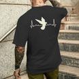 Vogel Taube Herzfrequenz Heart Rhythm T-Shirt mit Rückendruck Geschenke für Ihn