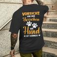 Vorsichtor Dem Herrchen Der Hund Ist Harmlos T-Shirt mit Rückendruck Geschenke für Ihn