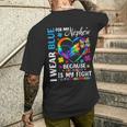 I Wear Blue For My Nephew Autism Awareness Month Uncle Aunt Men's T-shirt Back Print Gifts for Him
