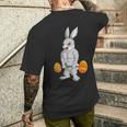Weightlifting Fitness Gym Happy Easter Bunny Lifting Eggs Men's T-shirt Back Print Gifts for Him
