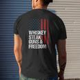 Whiskey Steak Guns & Freedom Patriotic Dad Grandpa Us Flag Mens Back Print T-shirt Gifts for Him