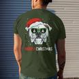 English Bulldog Merry Christmas Pajama Cute Dog Santa Hat Men's T-shirt Back Print Gifts for Him