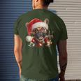 Peace Sign Hand French Bulldog Santa Christmas Dog Pajamas Men's T-shirt Back Print Gifts for Him