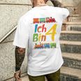 Children's Junge Geburtstag 4 Jahre Zug Railway Four Birthday T-Shirt mit Rückendruck Geschenke für Ihn