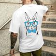 Cute Rabbit Bunny Face Glasses Bow Tie Happy Easter Day Boys Men's T-shirt Back Print Gifts for Him
